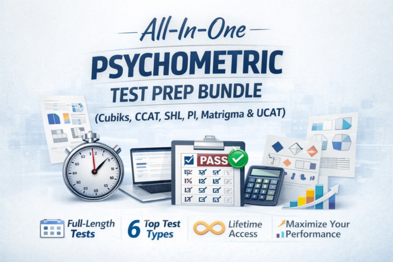 All-In-One Psychometric Test Prep Bundle (Cubiks, CCAT, SHL, PI, Matrigma & UCAT)